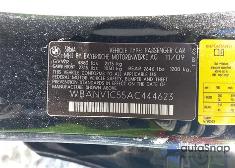 2010 BMW 528I xDrive z USA, uszkodzony, nr VIN WBANV1C55AC444623